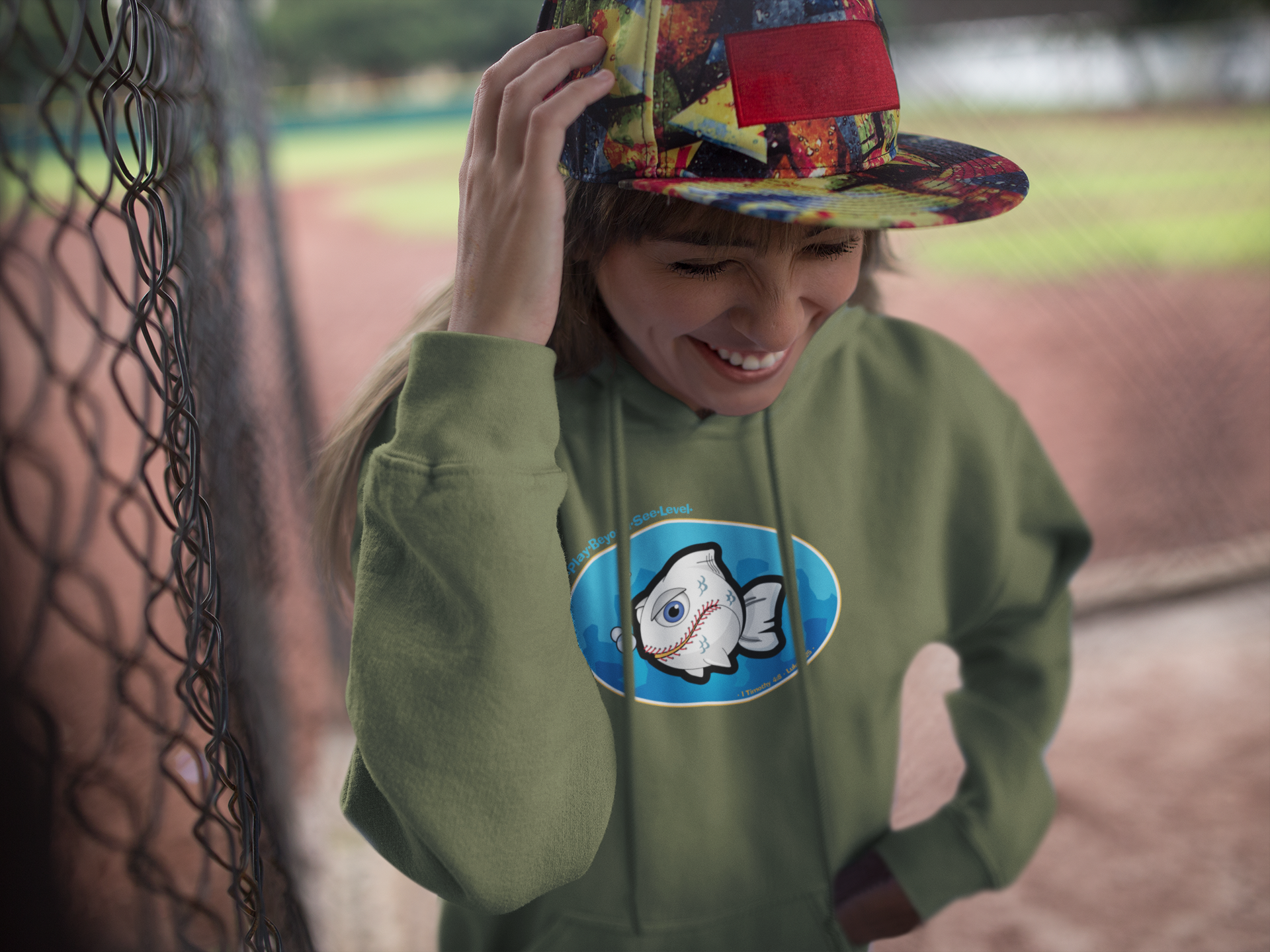 Baseball Christian Fish – Unisex Heavy Blend™ Hooded Sweatshirt